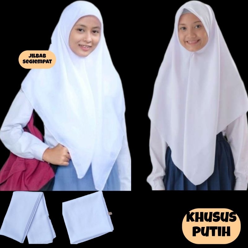 Jilbab Segiempat Putih Anak Sekolah Sd Smp Sma