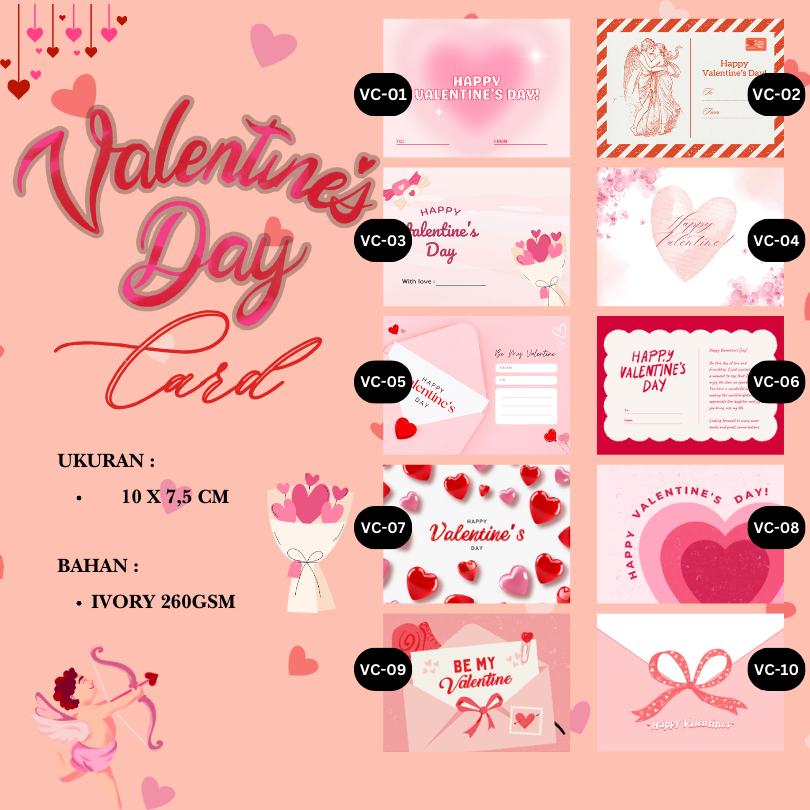 

Kartu Ucapan Valentine Kasih Sayang Murah Hampers Kado - kode VC (10x7,5cm)