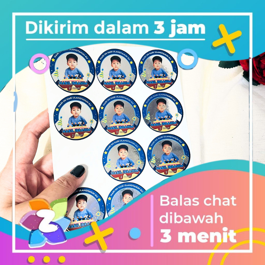 

2-4 Zennida Stiker Gold / Silver Ulang Tahun Anak Anti Air Bulat Label Sticker Happy Birthday