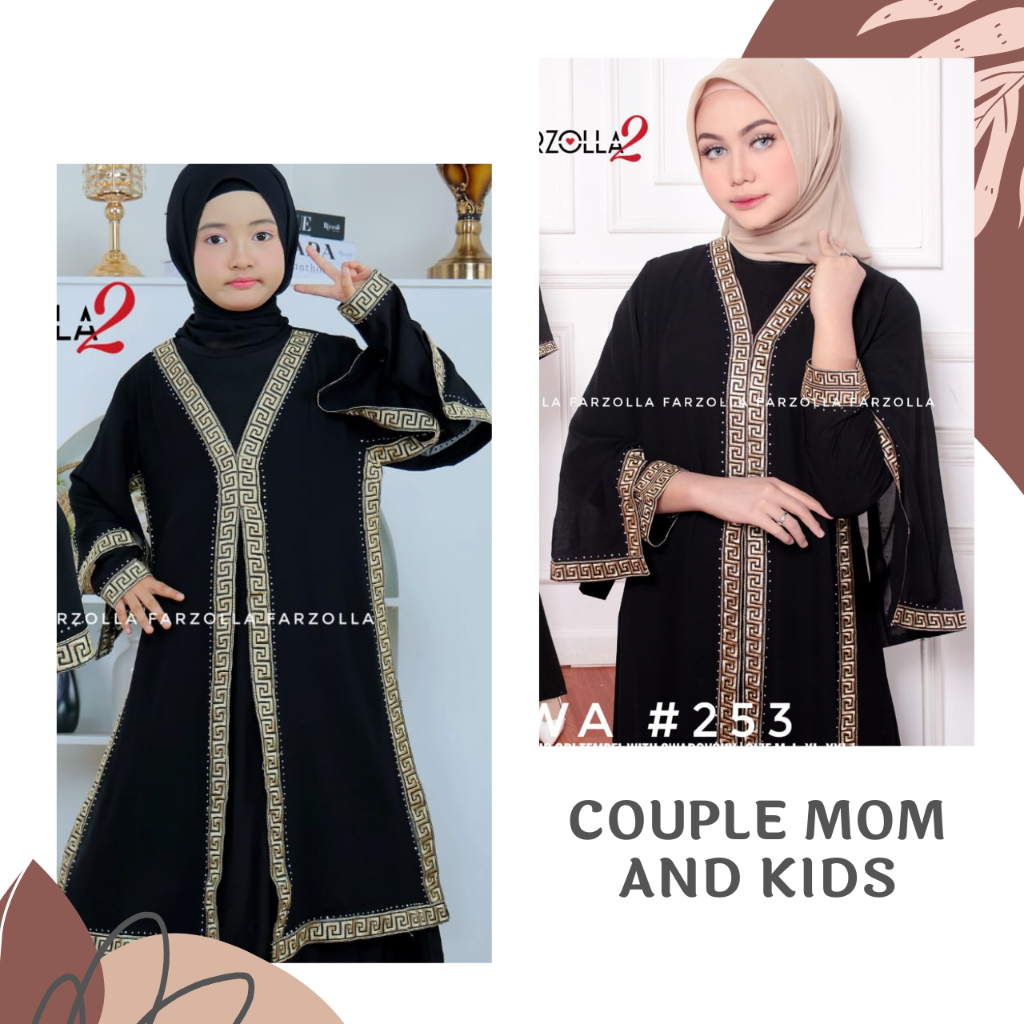 COUPLE ABAYA BLACK IBU DAN ANAK//ABAYA White//Abaya Turkey HAWA 253  putih bordir/ Abaya turkey puti