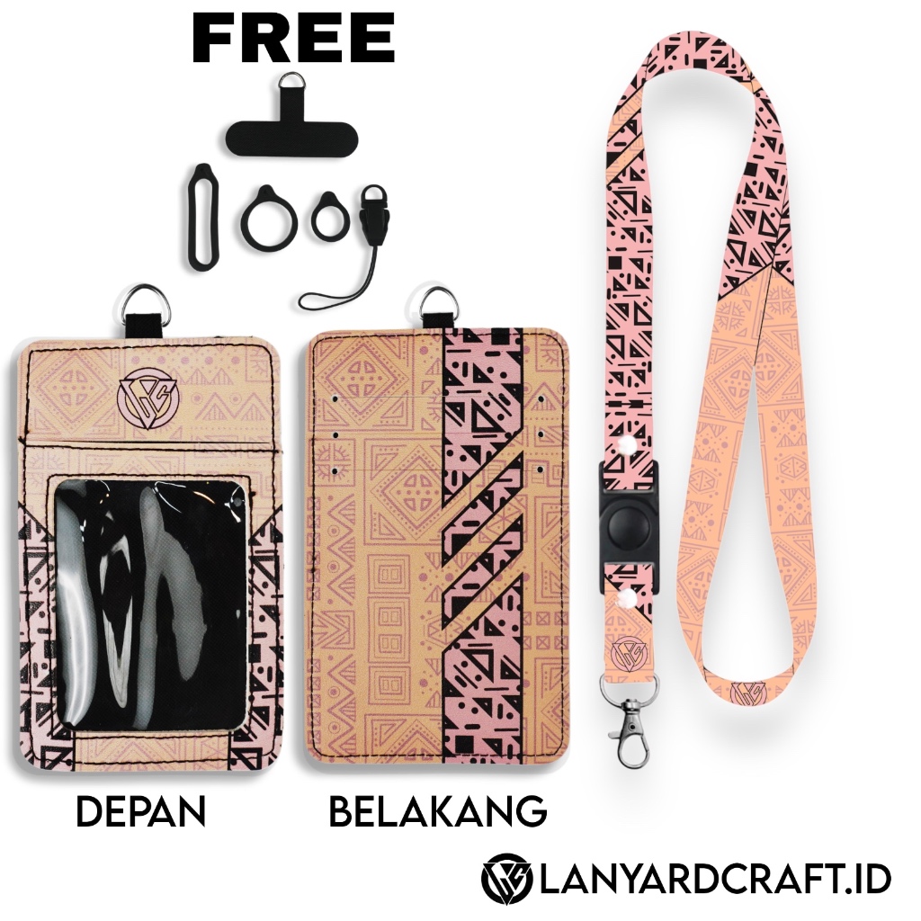 

Lanyard Craft Holder ID Card Kulit Printing UV Various type - Geometric Series V3