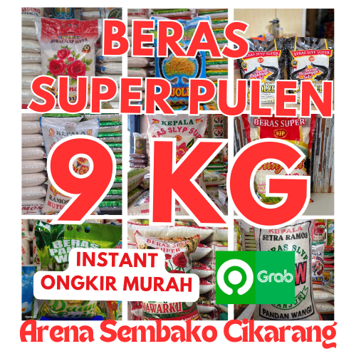 

(INSTANT ONGKIR MURAH) PROMOO BERAS SUPER PULEN 9 KG ARENA SEMBAKO CIKARANG