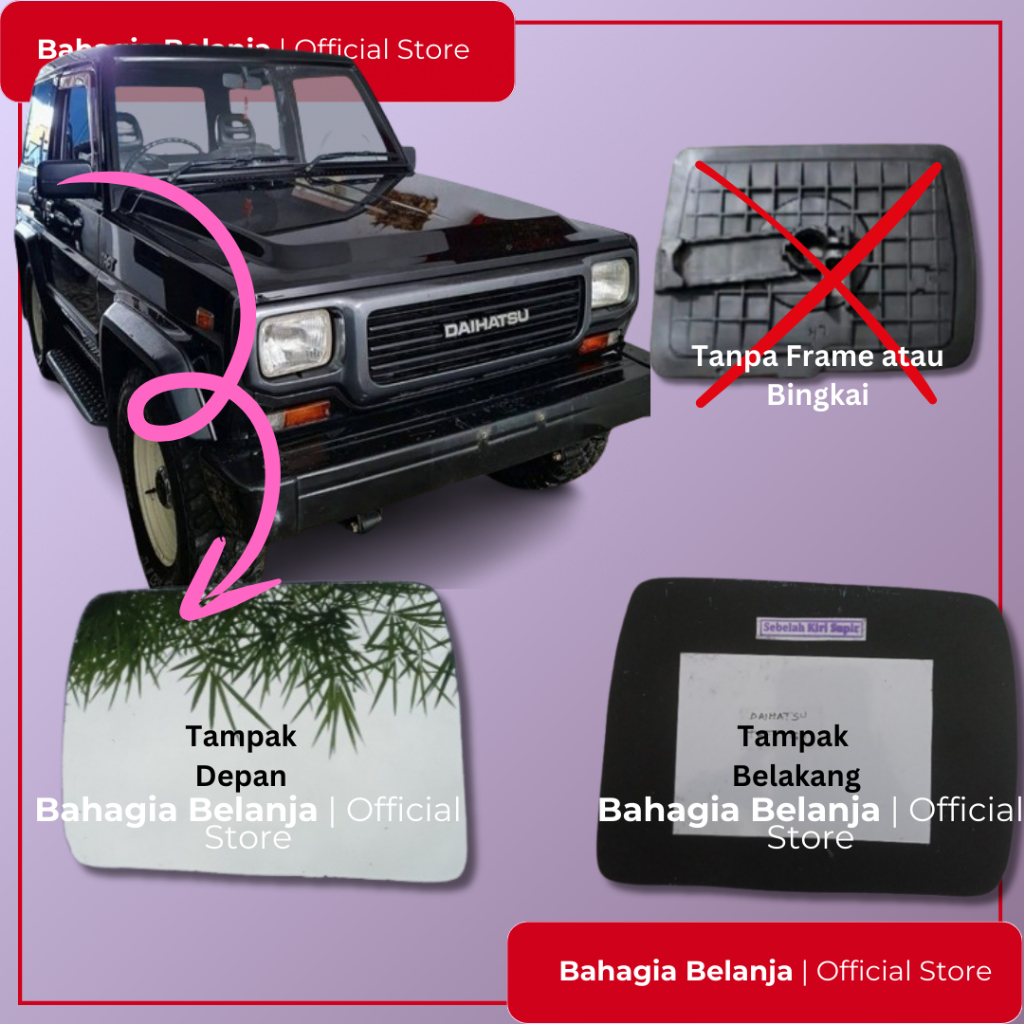 Kaca Spion Only 1pc Daihatsu Taft GT Kaca Spion Daihatsu Taft GT HANYA KACA TANPA FRAME kaca spion D
