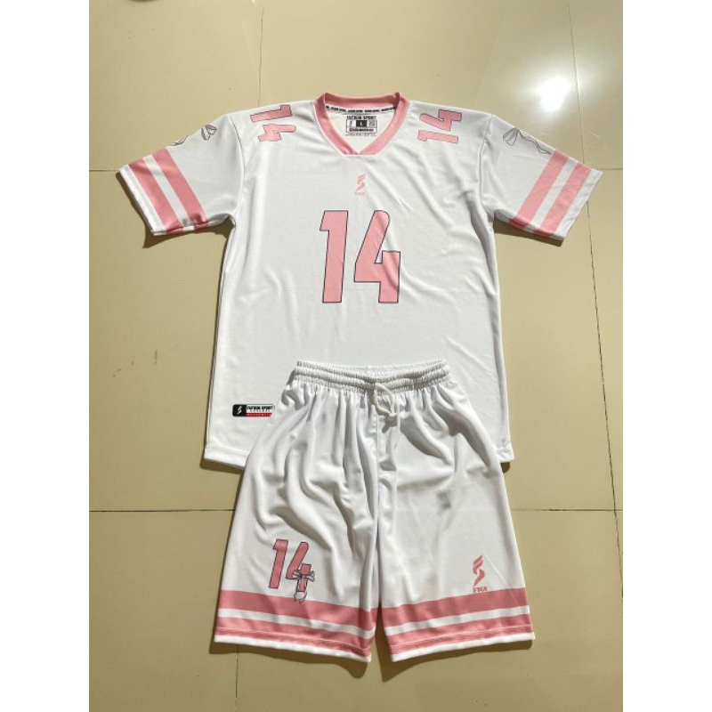 JERSEY COQUEETE BALLET FOOTBALL / FUTSAL / VOLLY (Olahraga) Pink Putih Free Nama