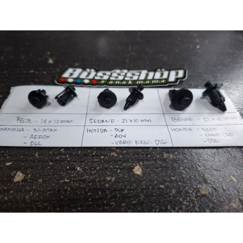 Paket 5 | 10 PCS Baut Klip Plastik Klip body /bodi Plastik Motor Beat Nmax Pcx Vario Dll