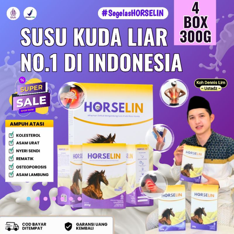 

Paket 4 BOX HORSELIN Susu Kuda Liar Sumbawa Premium Atasi Persendian dan Tulang Asli Original 300gr