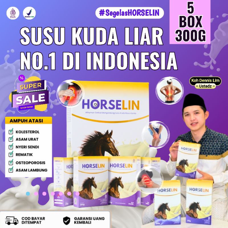 

Paket 5 BOX HORSELIN Susu Kuda Liar Sumbawa Premium Atasi Persendian dan Tulang Asli Original 300gr