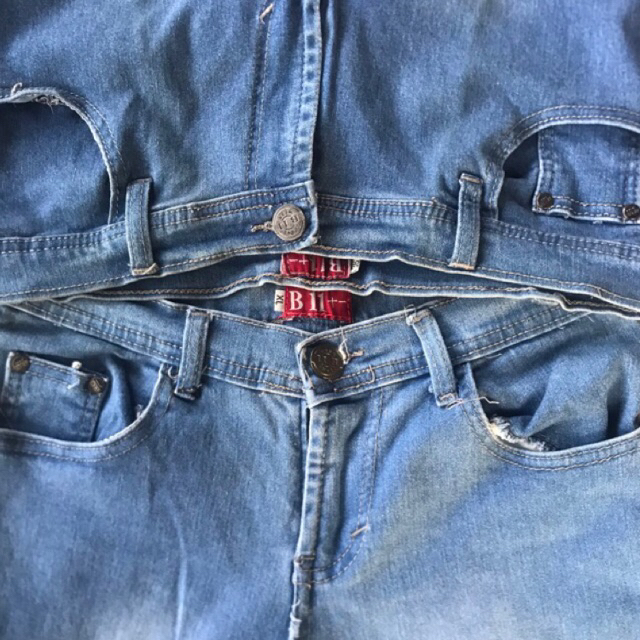 Celana jeans b11+ polos, ripped second dll