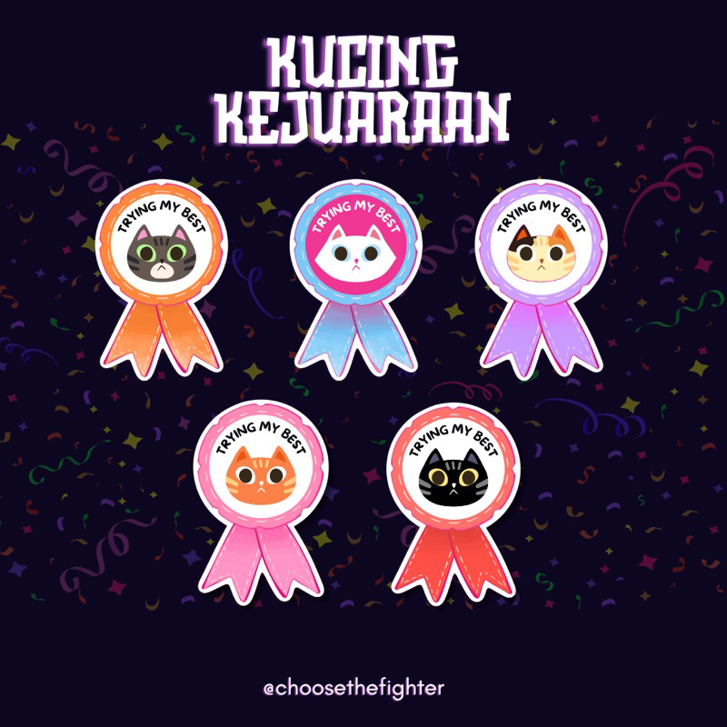 

Stiker die cut kucing "trying my best