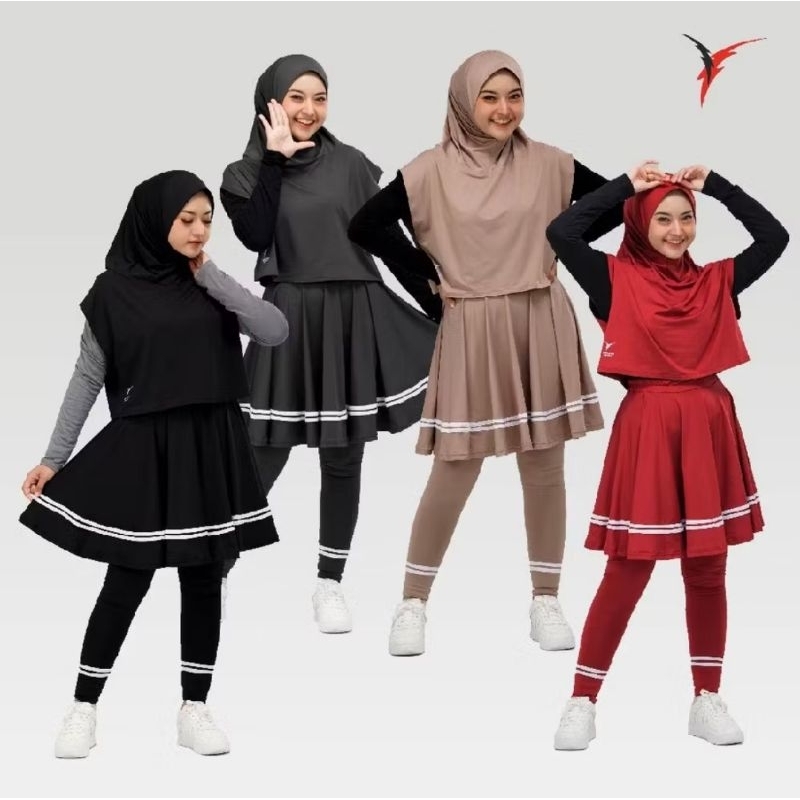 Setelan Olahraga Hijab / Setelan Legging Rok Sport