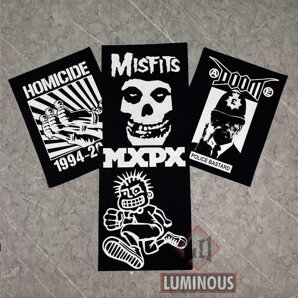 PATCH SABLON BESAR/TEMPELAN JAHIT EMBLEM SABLON MUSIK HOMICIDE/MISFITS/DOOM/MXPX BEST QUALITY