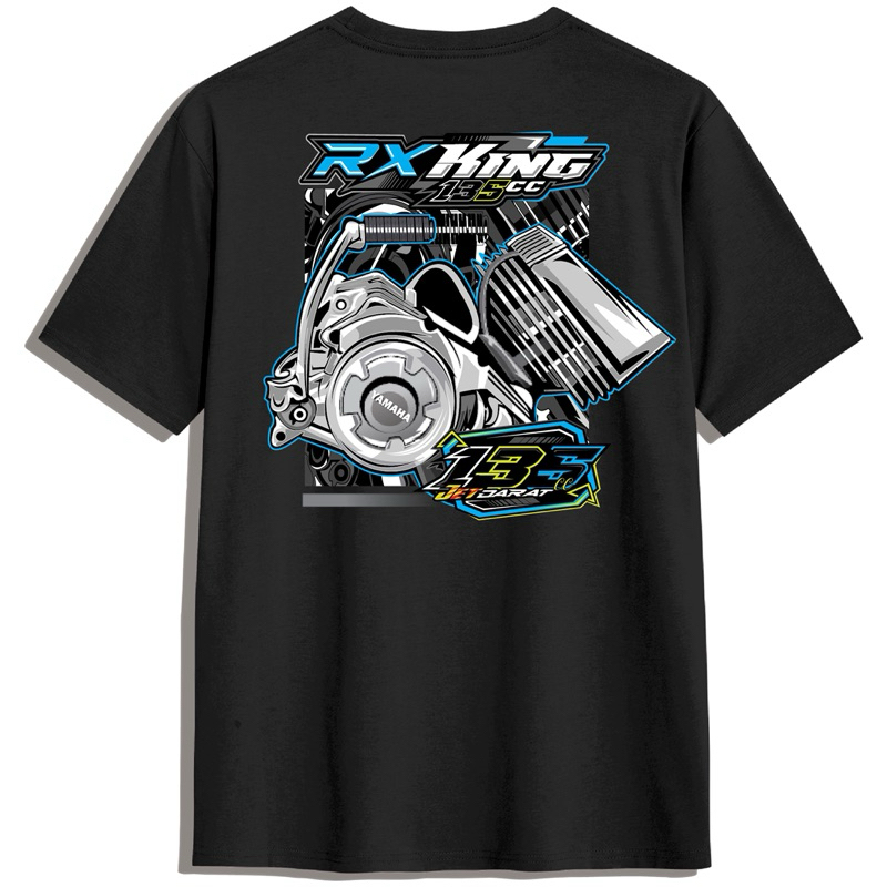 KAOS RX-KING 135CC MESIN LOGO BIRU PUTIH//KAOS MOTOR