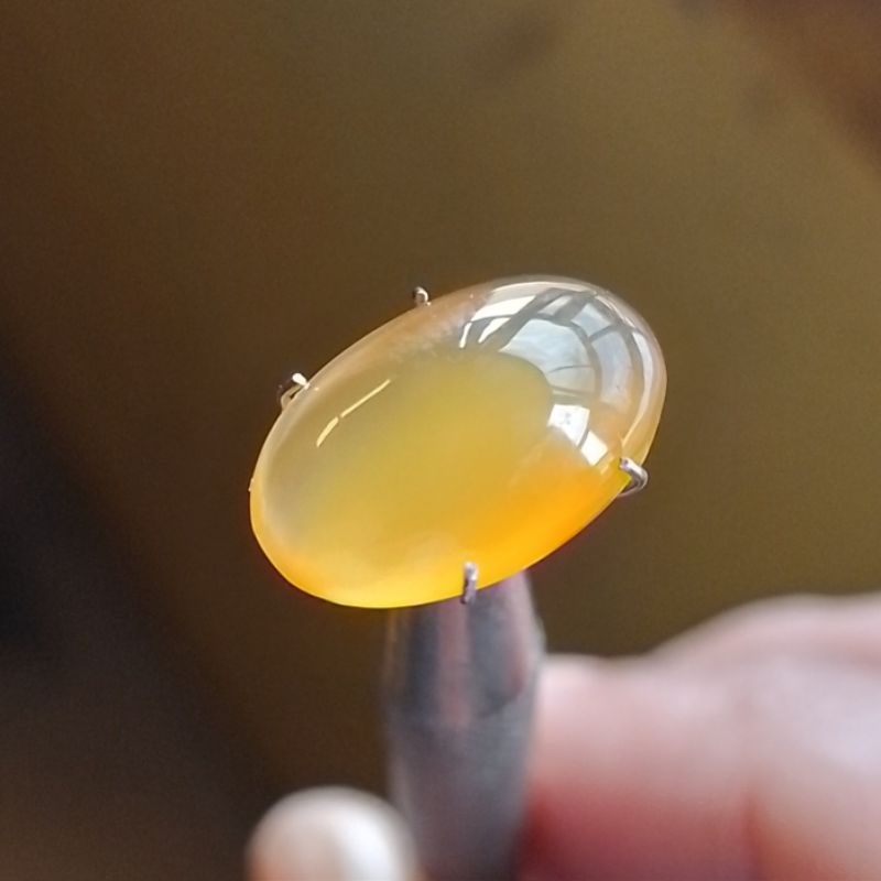 Batu Natural Cat eye Yellow Cempaka kristal bergiwang Full Ajib Fenomena