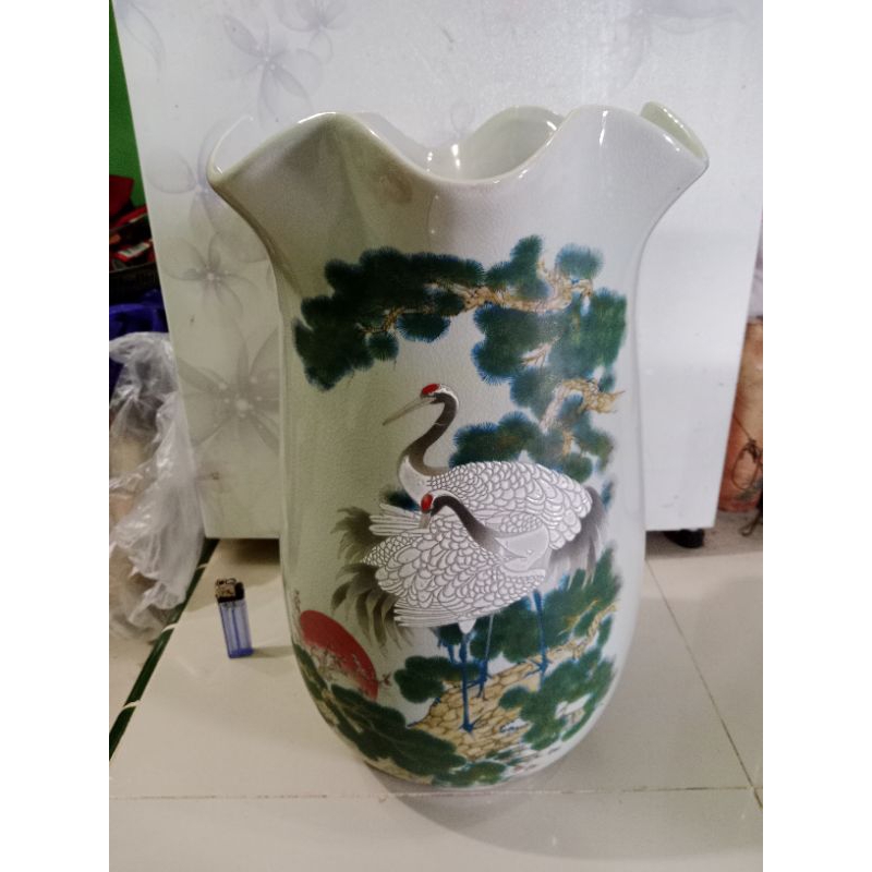 Guci antik china porselen hijau celadon t45cm.mulus