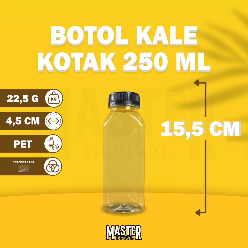 Botol Kale Kotak 250 ml / Kale Kotak 250 ml / PET 250 ml