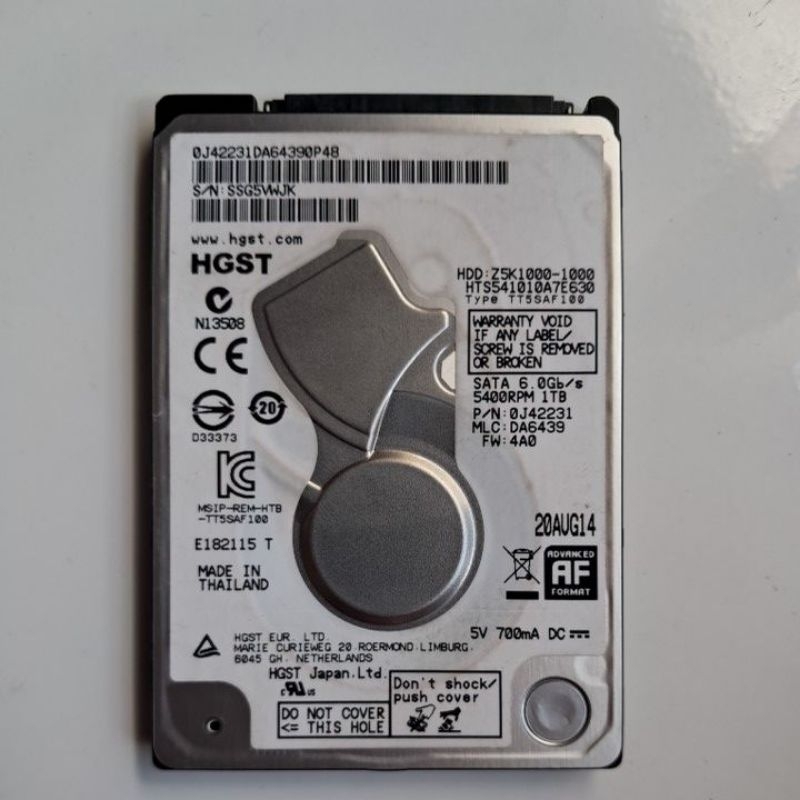 hardisk laptop 1tb HGST 5400rpm