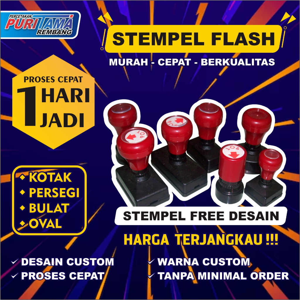 

Stempel Flash Custom Berbagai Ukuran dan Warna