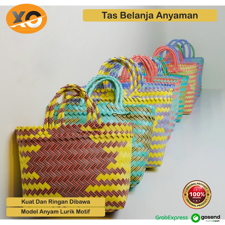 Tas Anyaman Plastik Premium Besar Jumbo Keranjang Belanja Traditiional Tas Pasar Kantong Belanja Ham