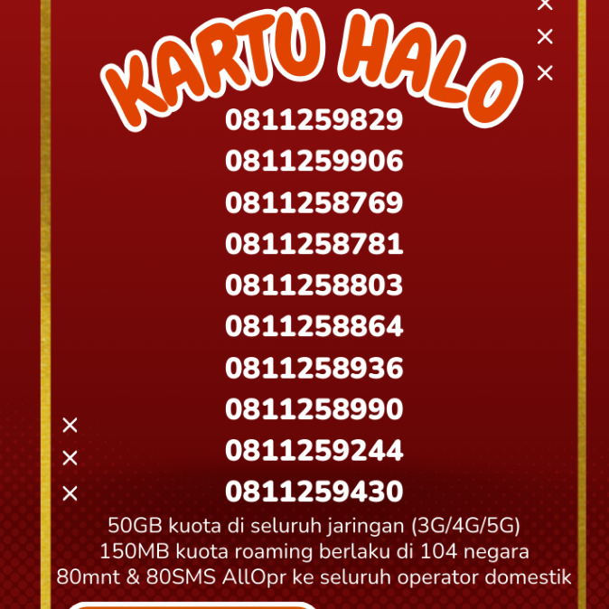 Kuota 50GB  Telkomsel kartu halo 10 digit nomor cantik Nomor langka 37