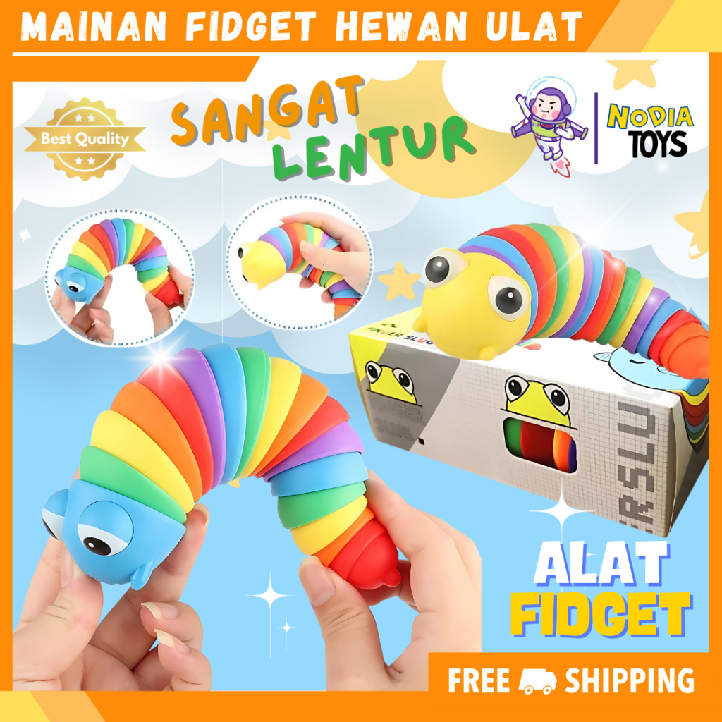 Nodia Toys Mainan Hewan Ulat | Mainan Ulat Sensorik Anak | Mainan Ulat Penghilang Stres