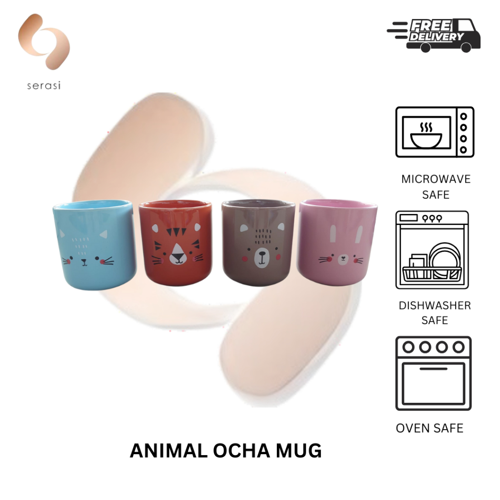 Serasi Ocha Mug Animal/Gelas Minum Keramik/Mug Ocha Series/Gelas Minum (free box)