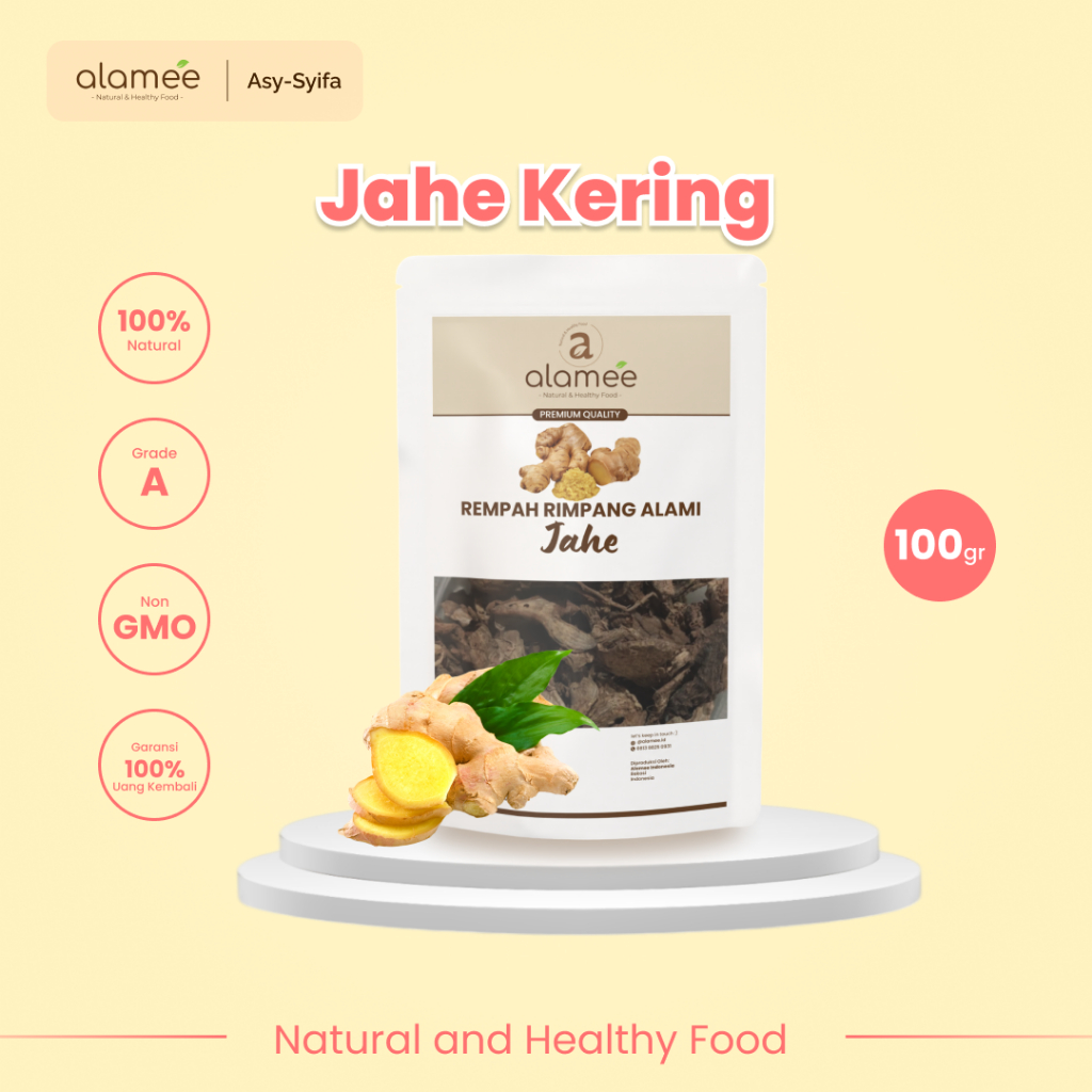 

ALAMEE Jahe Kering Iris Dried Ginger Rempah Rimpang Organik Alami Bumbu Masakan Dapur Masak 100g