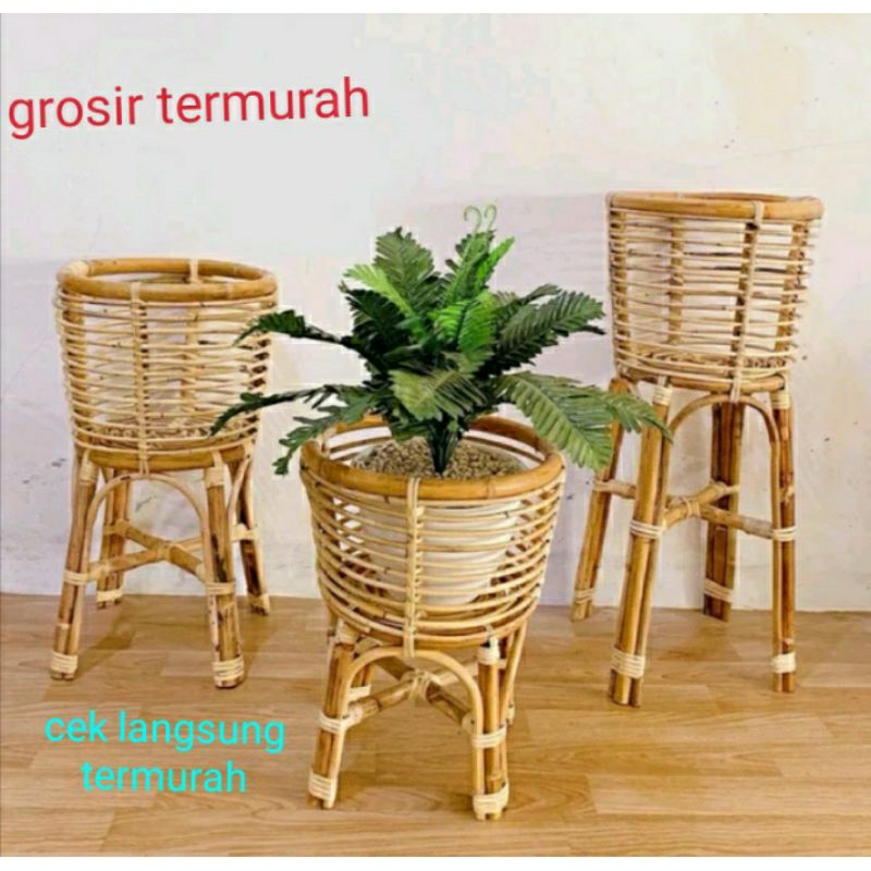 ALLS Termurah Pot Bunga Rotan Mengkiap Ukuran Tinggi30cm 40cm 40cm 50cm & 70cm /termurah vas bunga