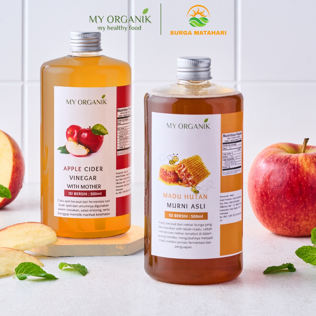 

My Organik Paket Cuka Apel Original Madu With Mother Murni 500 ML Madu Hutan Murni 500 ML