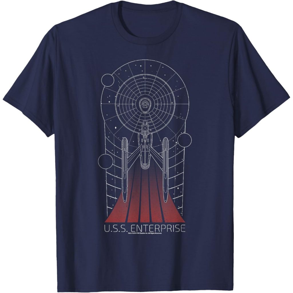 Baju Kaos Anak Star Trek U.S.S. Enterprise Line Art T-Shirt Pakaian Atasan Fashion Laki Cowok Cewek 