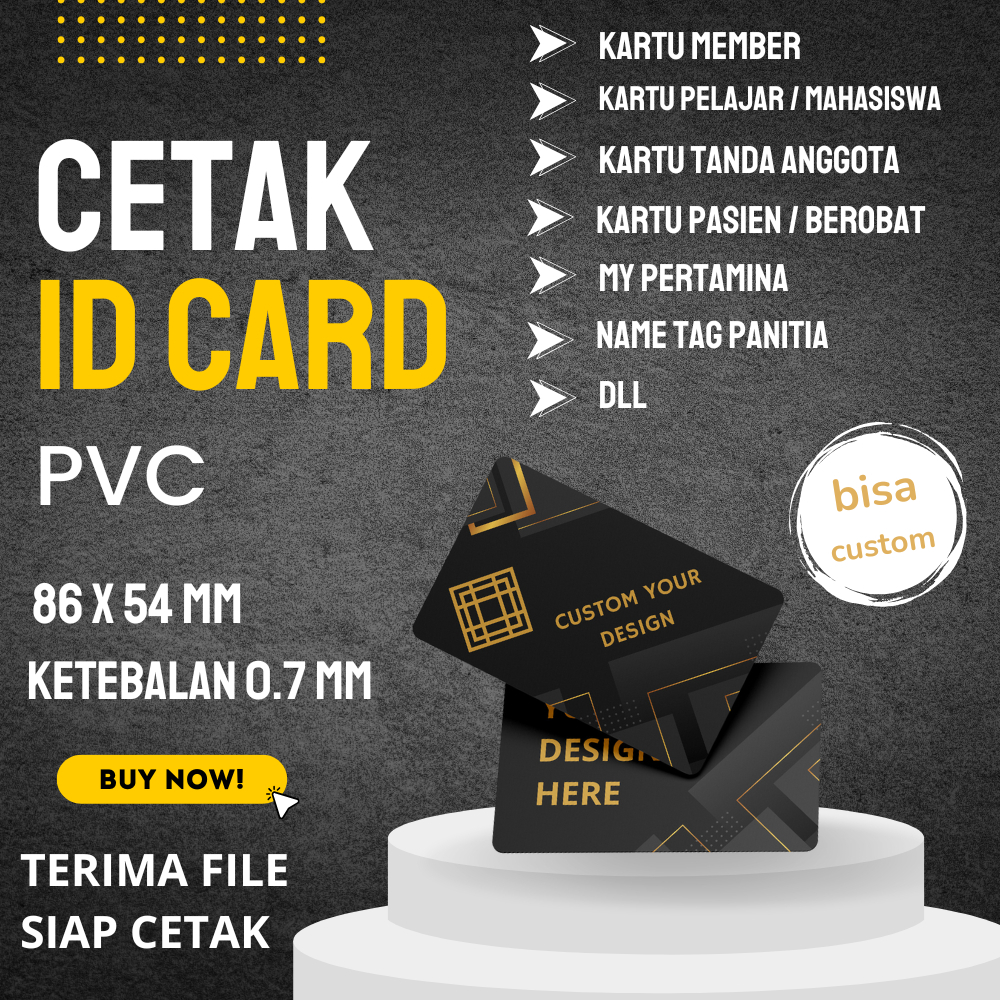 

CETAK ID CARD PVC BISA SATUAN SEHARI BERES / KARTU MEMBER KARTU PASIEN KARTU PELAJAR MY PERTAMINA DLL