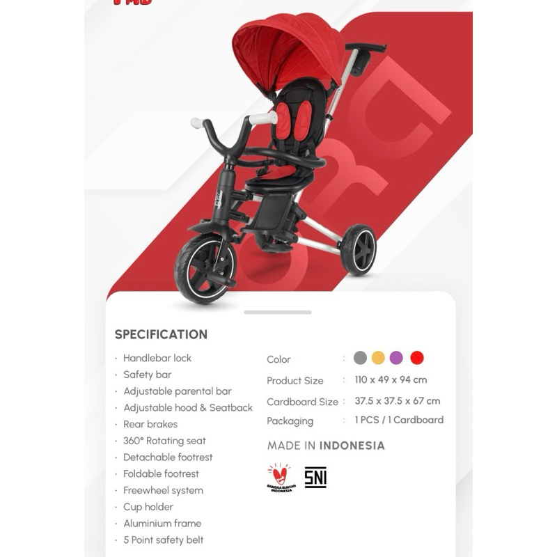 IORA T12 TRIKE SEPEDA LIPAT ANAK/ PMB sepeda roda 3 balita