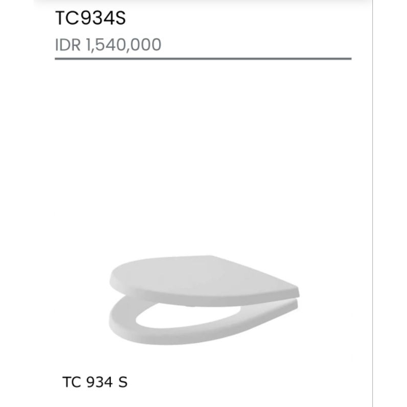 Closet Kloset duduk TOTO  Seat Cover Toilet Kualitas1 Grade A TC934S