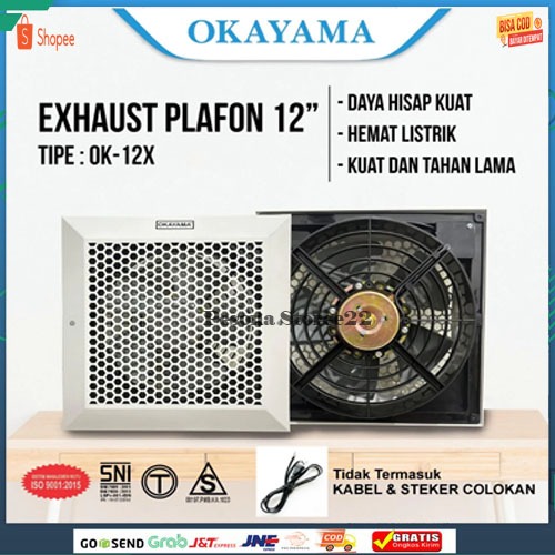 EXSHAUST PLAFON 12 INCH/OKAYAMA EXHAUST FAN PLAFON 12 INCH OK-12X /HEXOS FAN PLAFON 12"/KIPAS ANGIN 