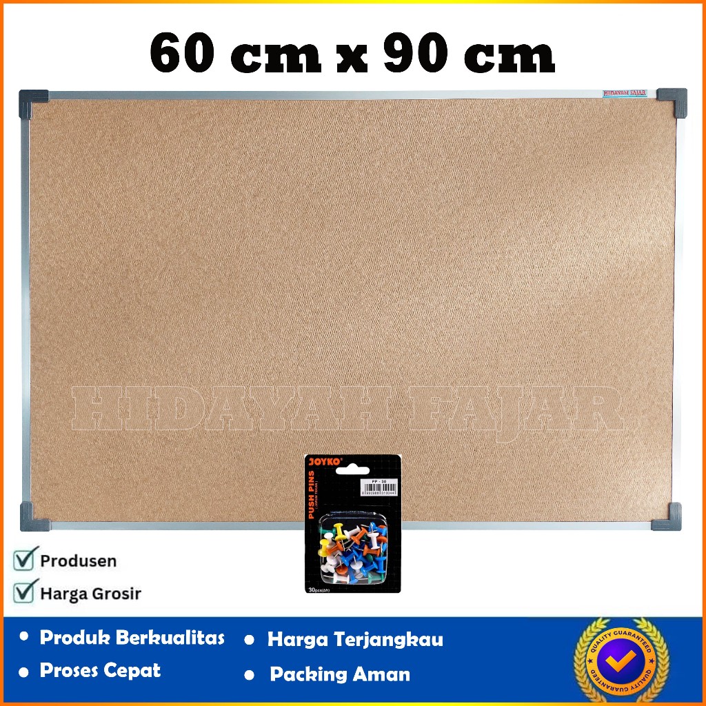 

Softboard - Pin Board - Cork Board - Papan Pengumuman - Papan Mading Gantung Polos 60 x 90 cm