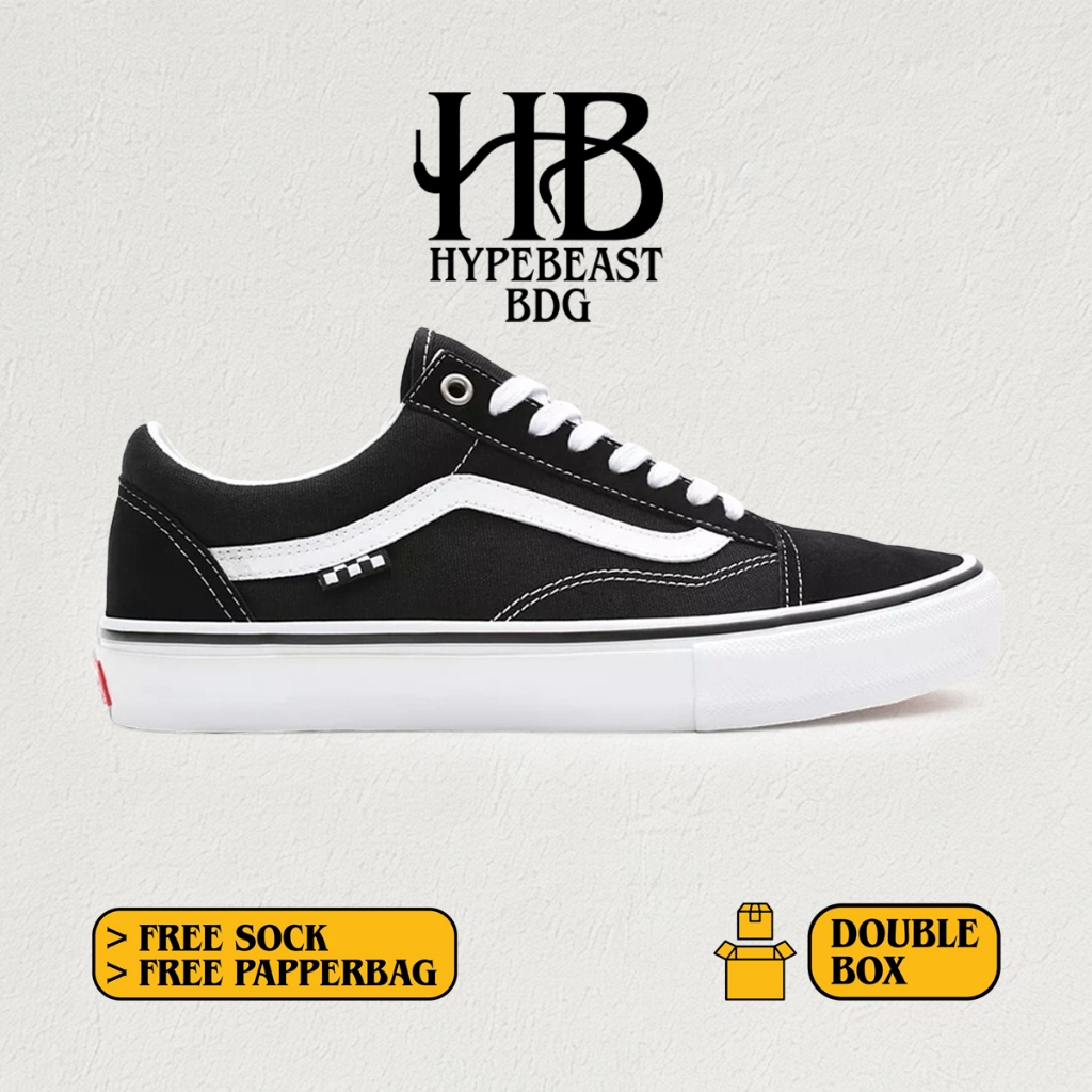 Hypebeast Vans Skate Old Skool Pro Skateboarding Black White