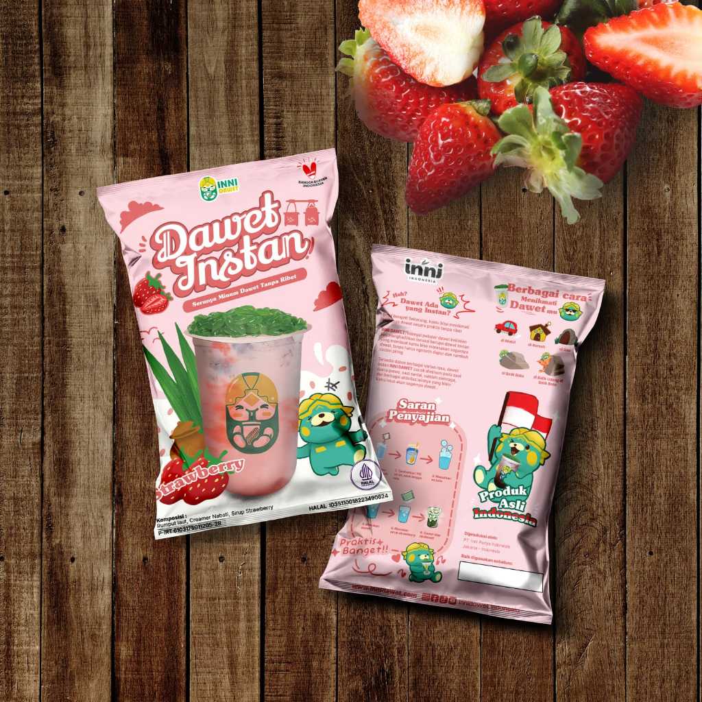 Dawet Instan Strawberry Inni Dawet Cendol Minuman Segar Siap Saji
