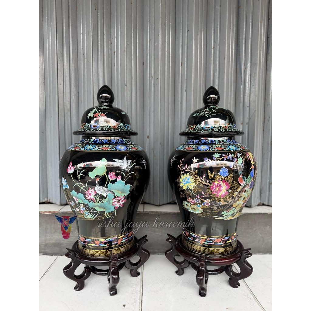 guci hias keramik porselen import tochin hitam kangxi