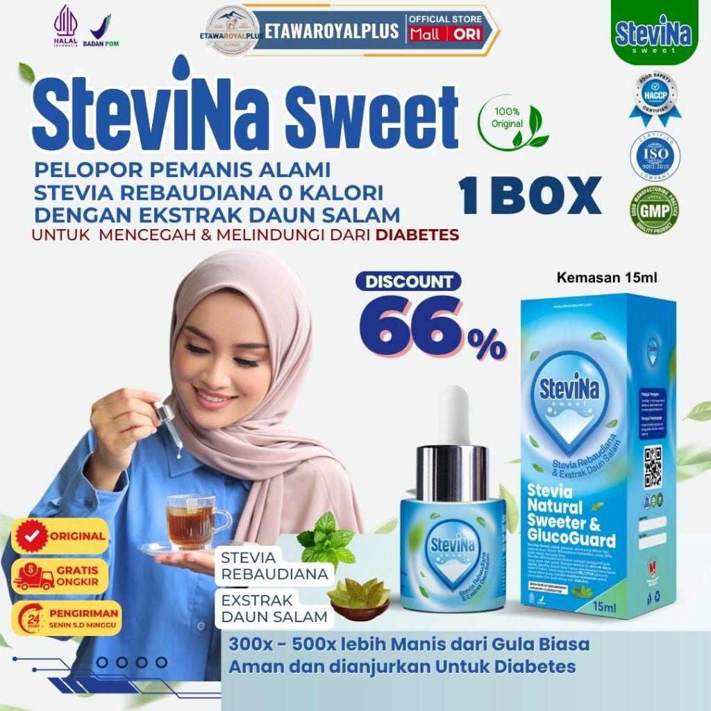 

Stevina Sweet Stevia Alami 0 Kalori Plus Herbal Daun Salam Untuk Mendukung Kesehatan Mulut1 Botol 15ml/BOTOL