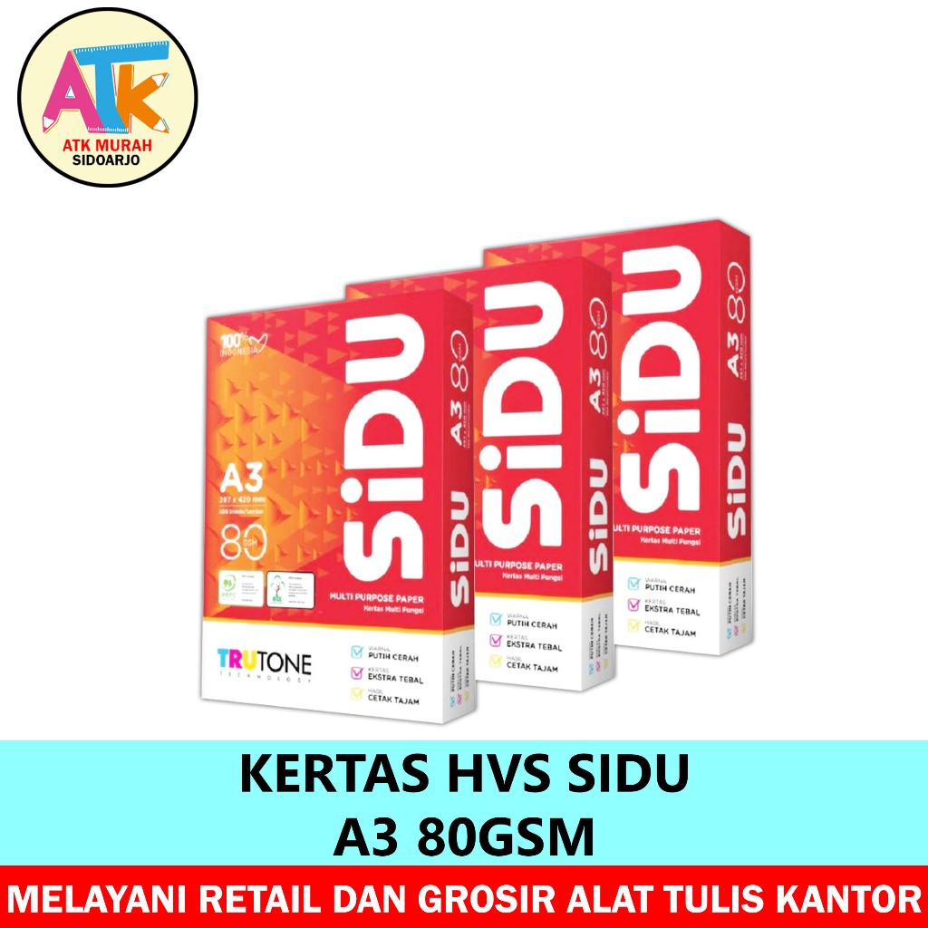

Kertas HVS Sidu A3 80 GSM