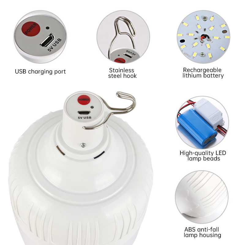 ZINUO Lampu Gantung LED Emergency Cool White Rechargeable - QP602