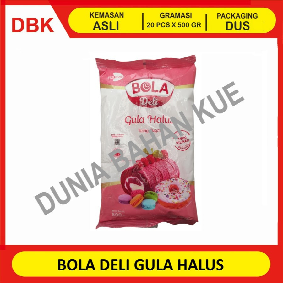 

BOLA DELI GULA HALUS 500 GR / GULA TEPUNG - 1 DUS 20 PCS