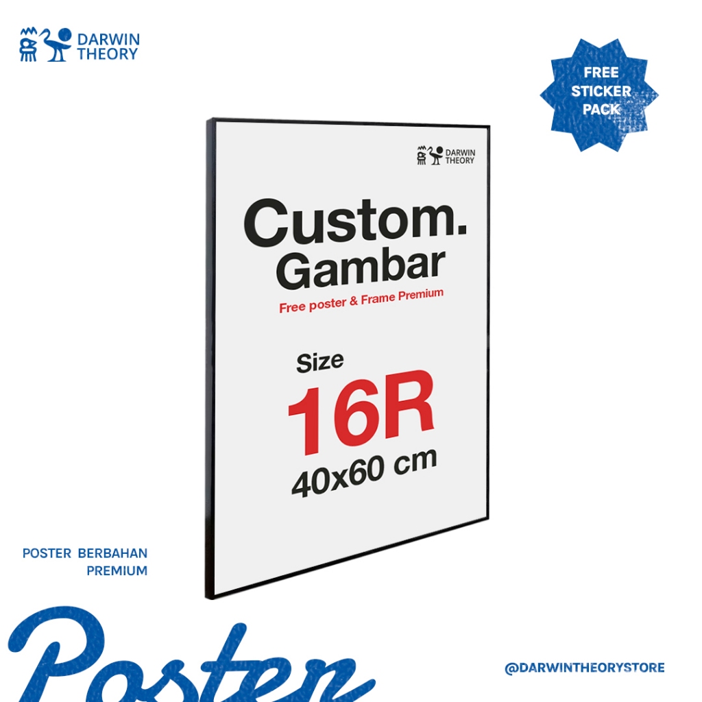Poster + Frame Custom | Ukuran 16R 40x60cm | Poster Dinding Frameblock