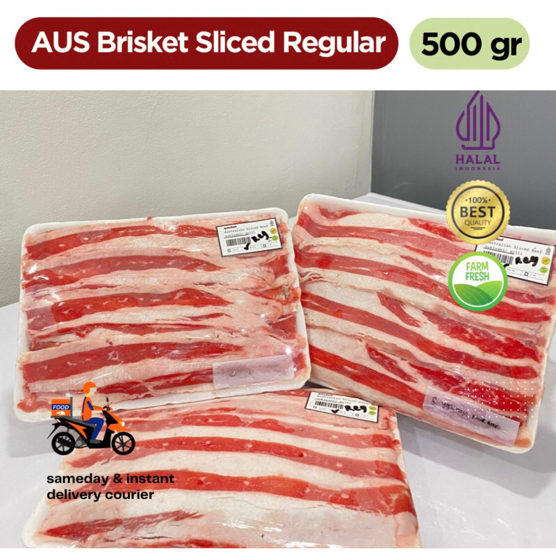 

500 gr Australian Slice Beef Brisket Regular HALAL BBQ, Grill, steamboat