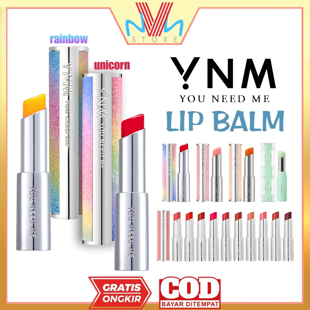 YNM LIP BALM KOREA ORIGINAL - TERDAFTAR BPOM - YNM YOU NEED ME RAINBOW UNICORN HONEY CANDY POP GLOW 