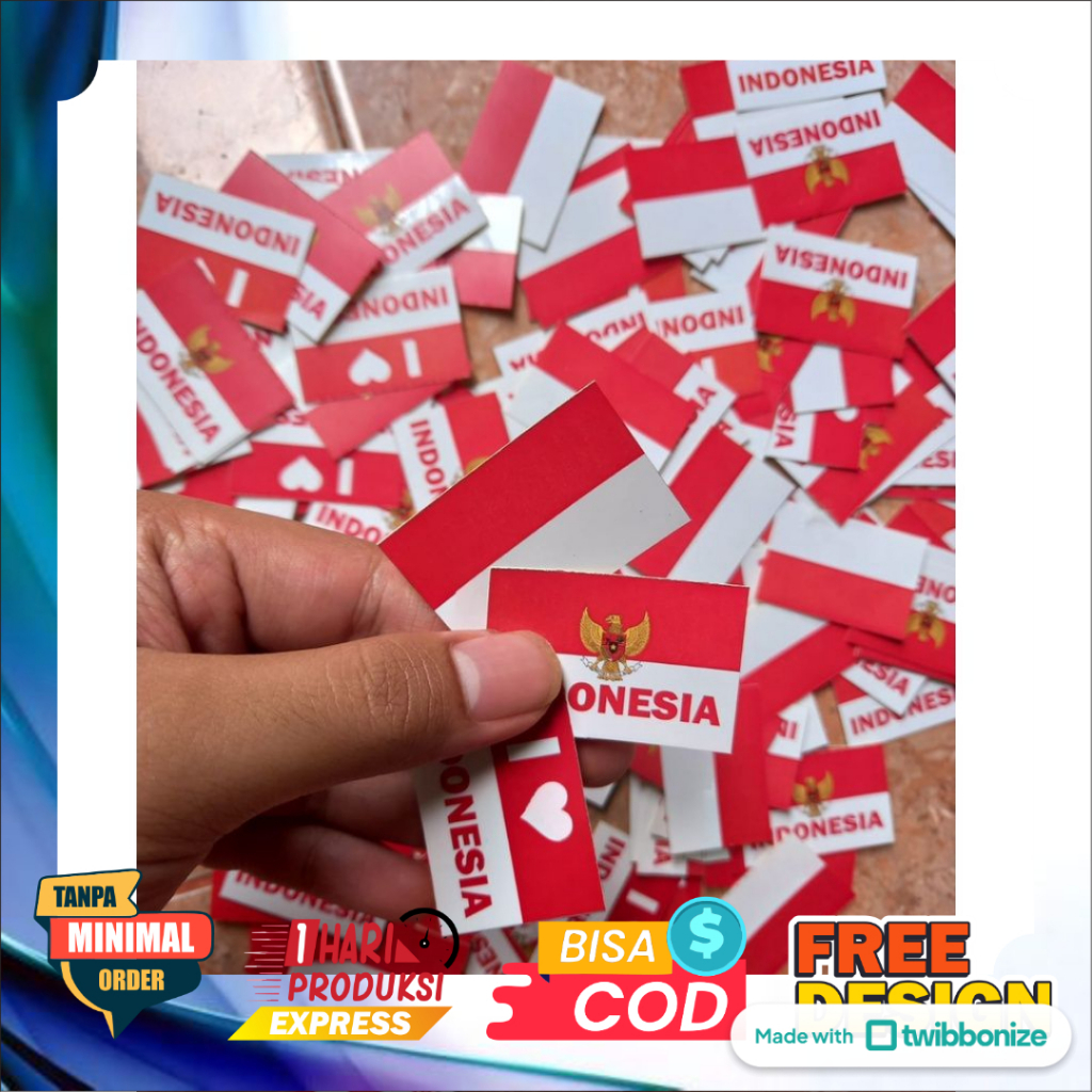 

Sticker Pipi INDONESIA 17 AGUSTUS 1945 BISA SATUAN , Tempelan Pipi Bendera INDONESIA TERMURAH