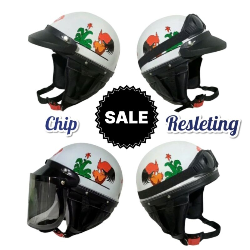 Helm Retro Chip Jipper(Resleting) Ayam Jago Dewasa