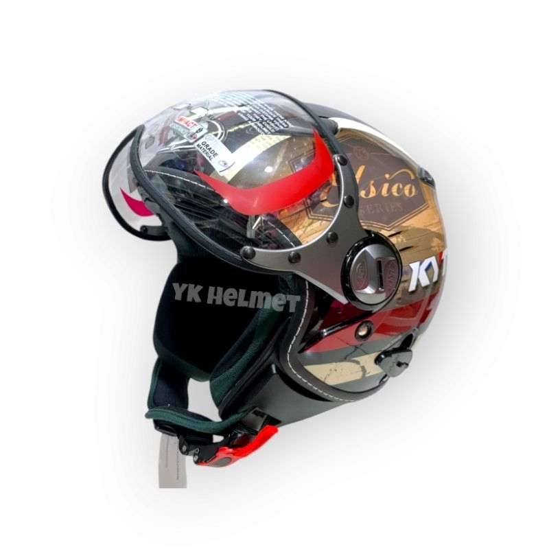 KYT ELSICO MOTIF #4 Cream Glosy ORIGINAL Helm kyt elsico  motip - helm half face - SNI