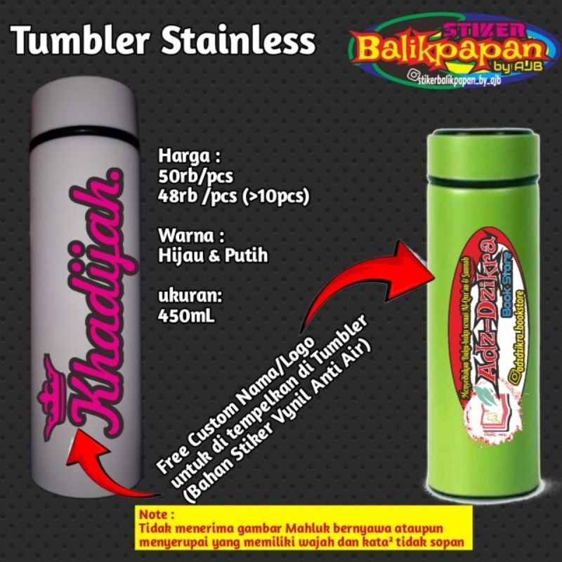 Tumbler Stainless custom | Termos stainless custom | Souvenir custom Balikpapan | botol minum anak s