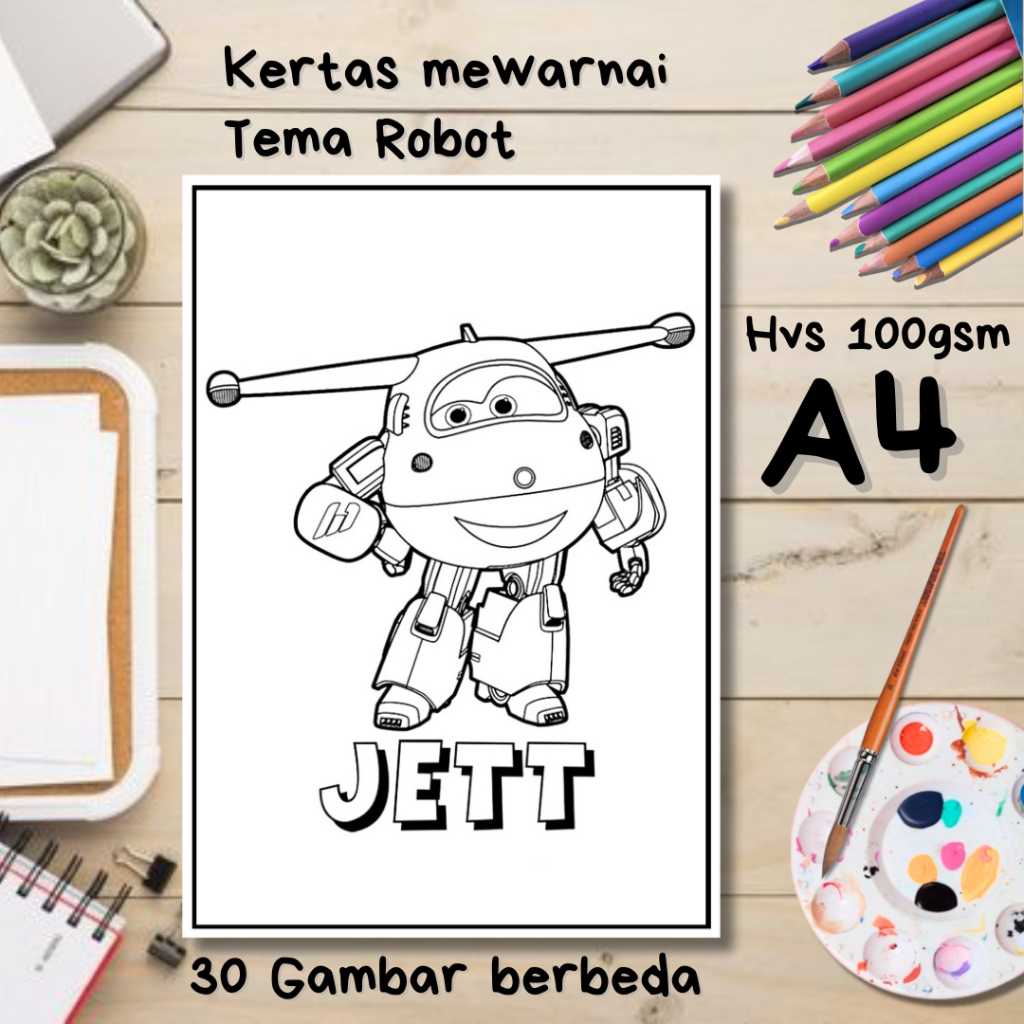 30 Gambar Kertas mewarnai anak / Coloring / Sketa Tema Robot