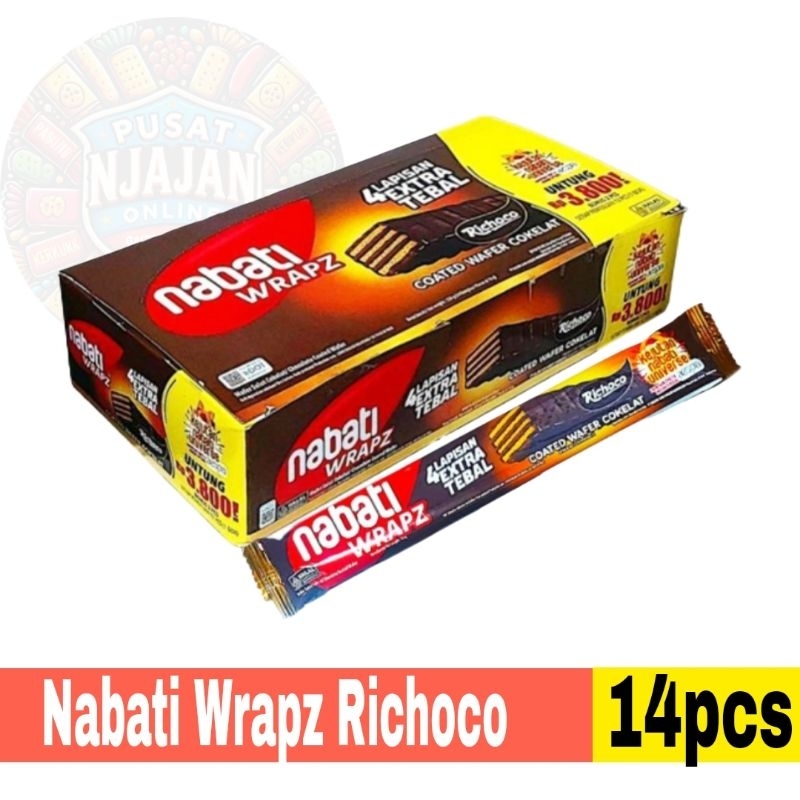 

Wafer Nabati Wrapz Richoco Coklat Pak isi 12+2 pcs